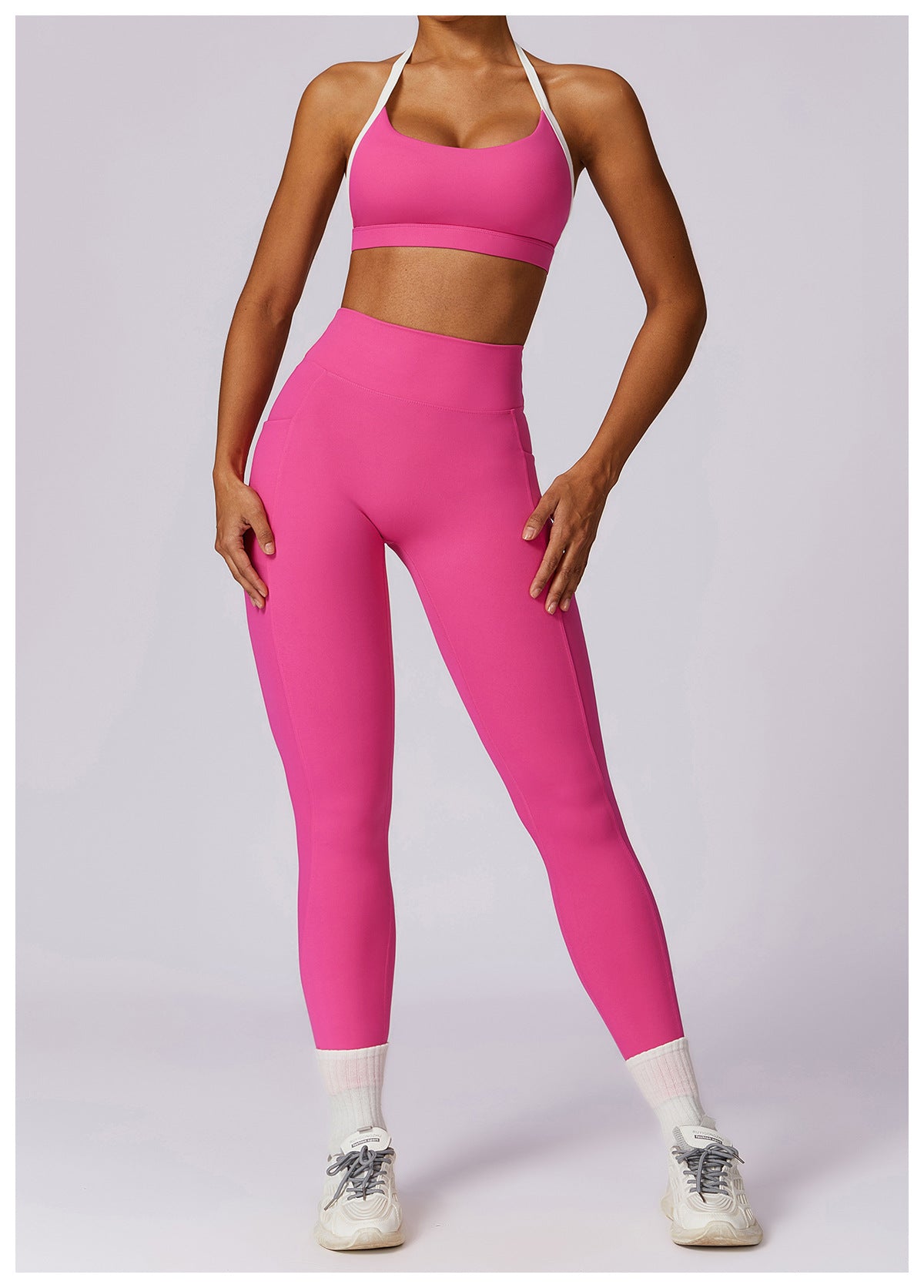 Two Tone Halter Sports Bra & Leggings Set