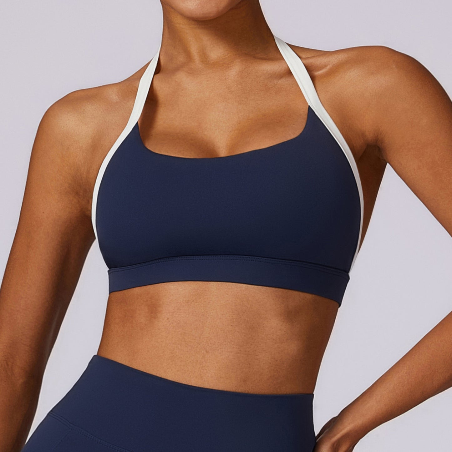 Two Tone Halter Sports Bra & Leggings Set