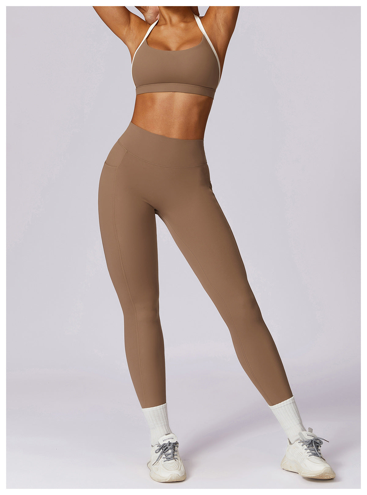 Two Tone Halter Sports Bra & Leggings Set