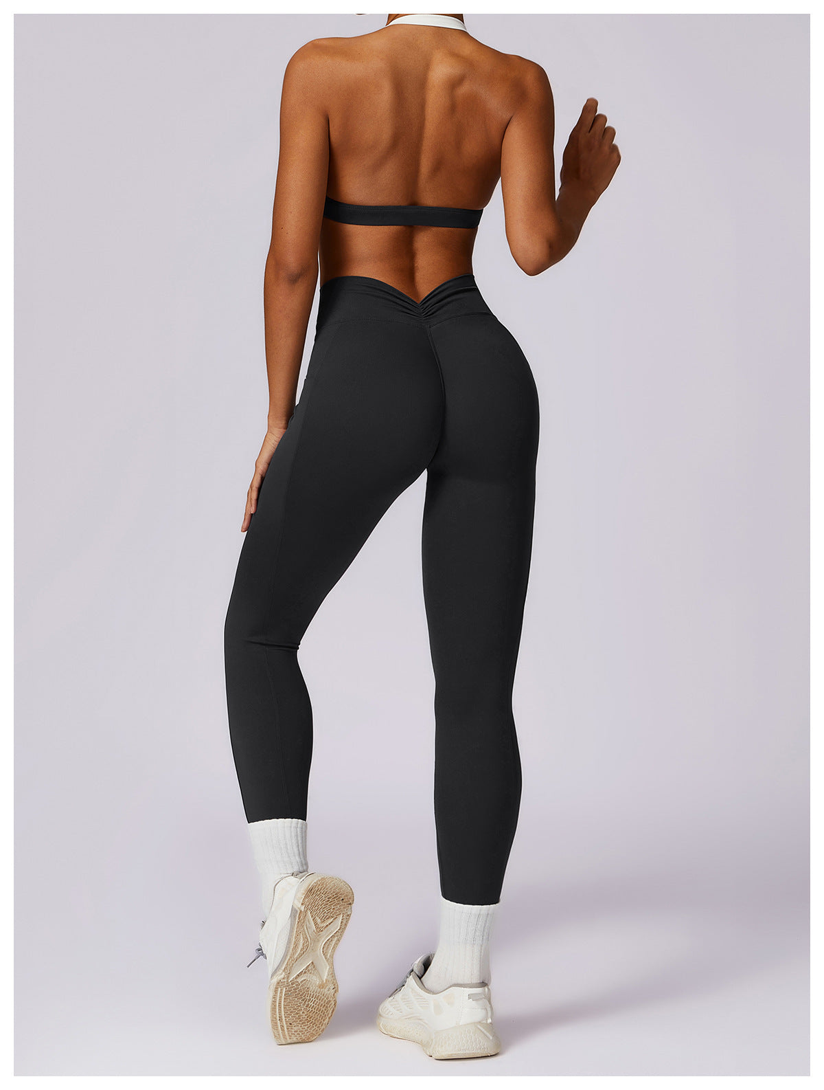 Two Tone Halter Sports Bra & Leggings Set