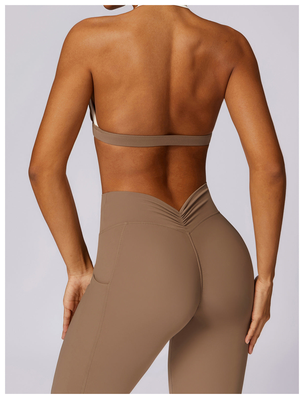 Two Tone Halter Sports Bra & Leggings Set