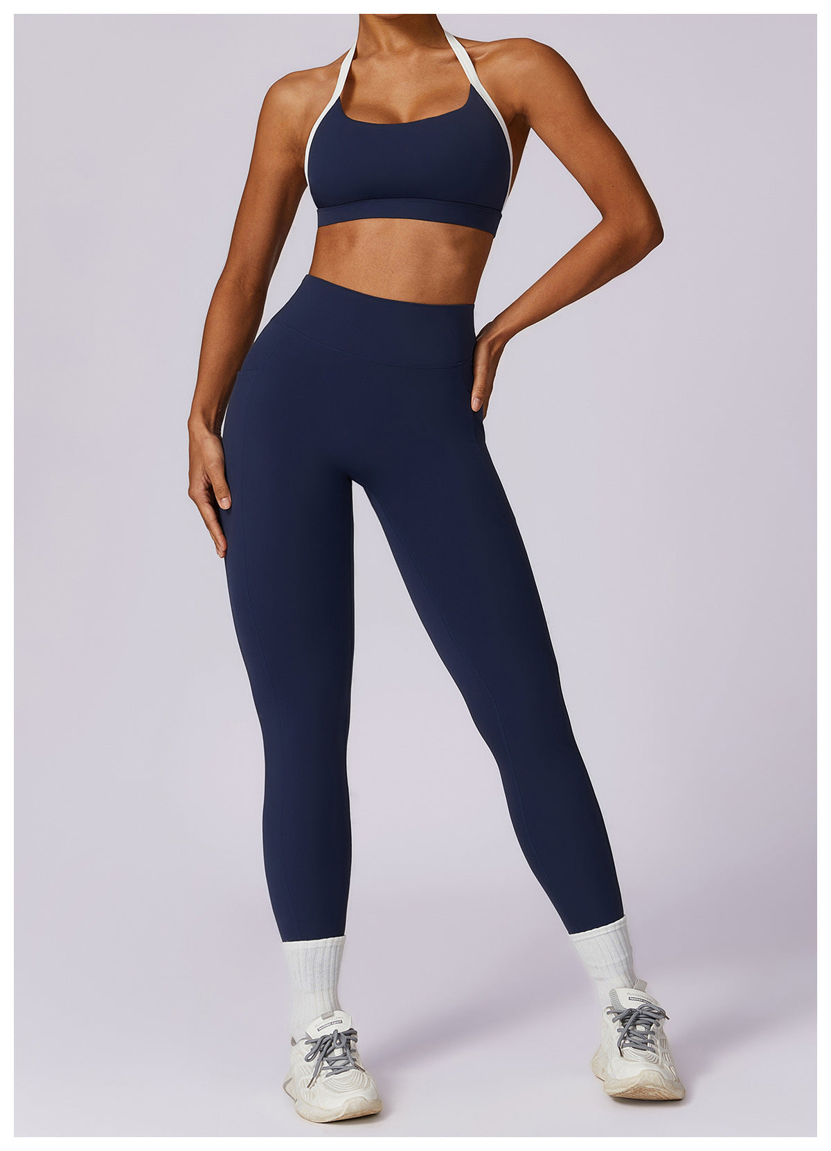 Two Tone Halter Sports Bra & Leggings Set