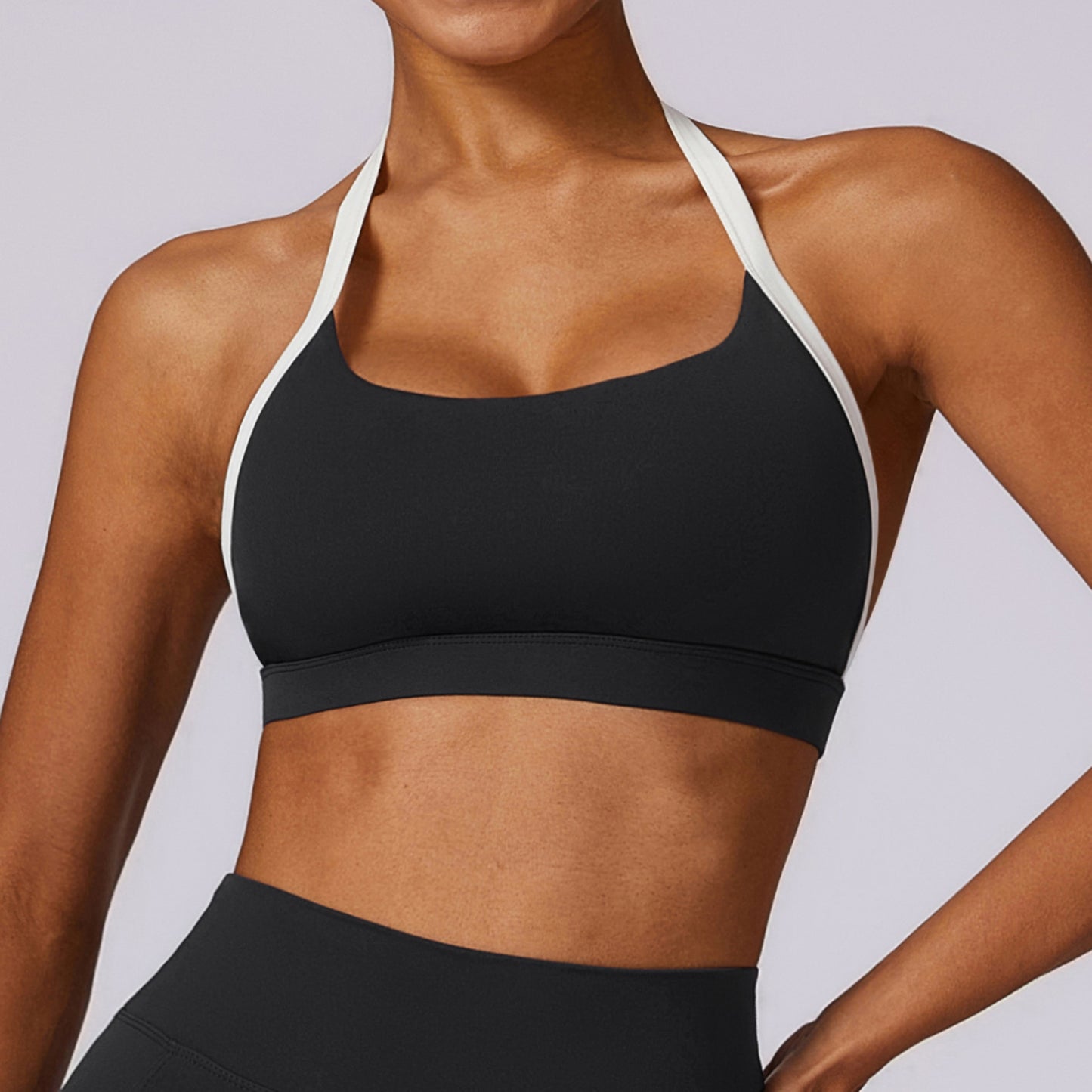 Two Tone Halter Sports Bra & Leggings Set