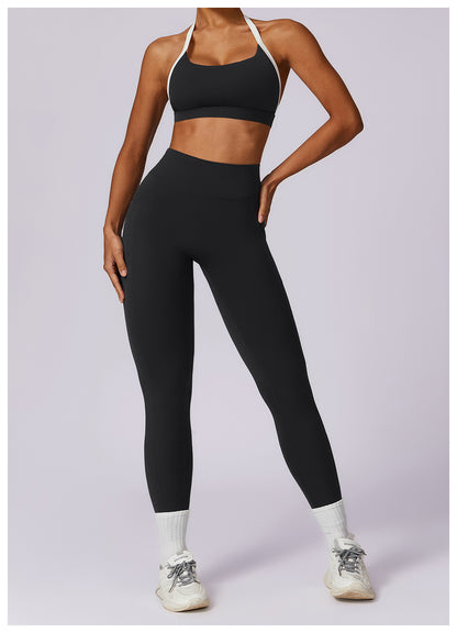 Two Tone Halter Sports Bra & Leggings Set