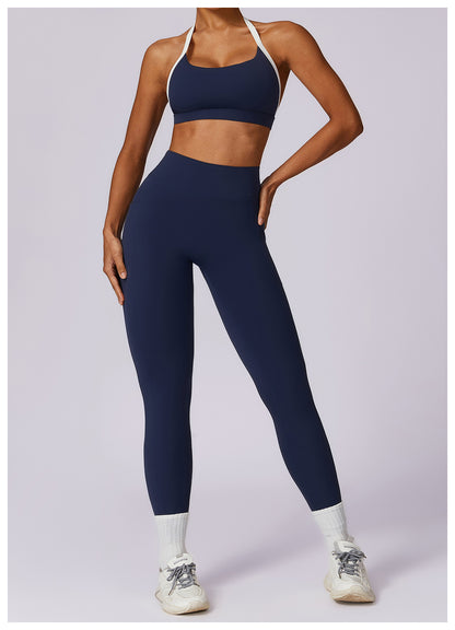 Two Tone Halter Sports Bra & Leggings Set